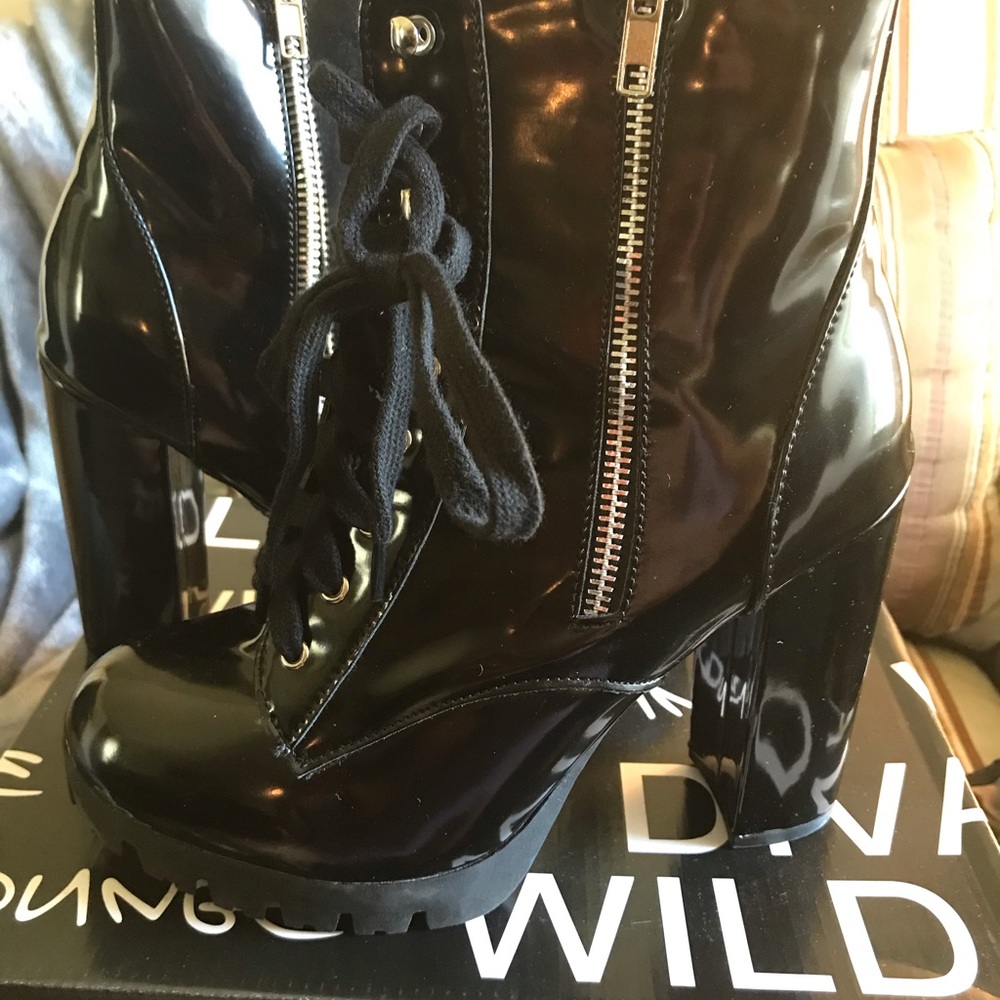 Patent leather ankle boots